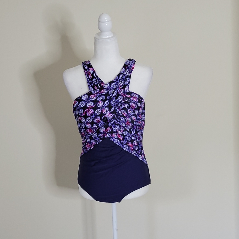 NEW Swimsuitsforall Blue Halter One Piece Size 14